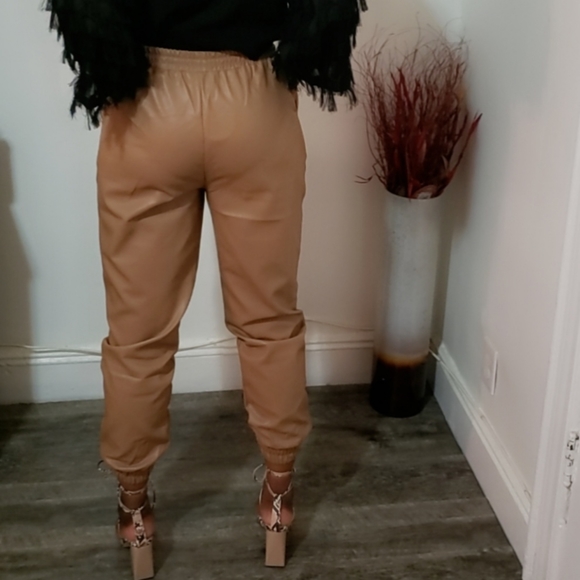 Faux Leather Joggers - Picture 4 of 6